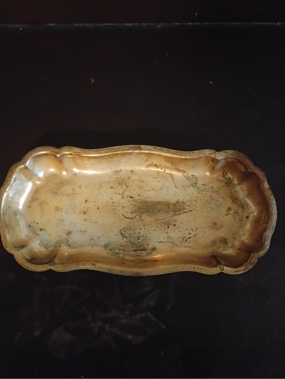 Vintage Scalloped Silver Plated Vanity Tray Ornate Dresser Tray